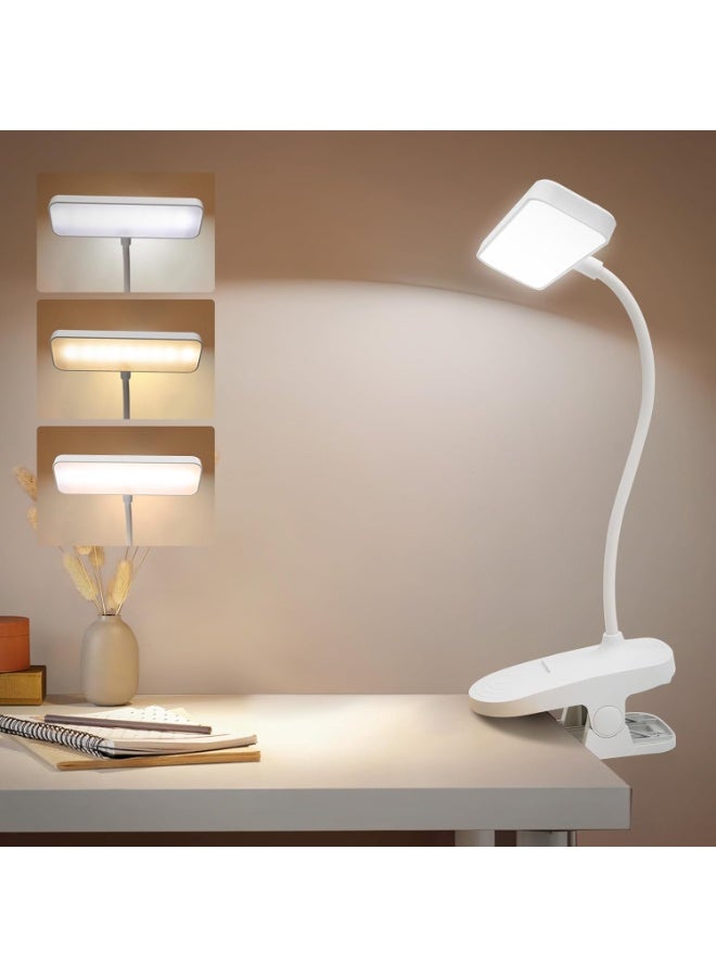 بورتال مصباح LED للقراءة بمشبك للتثبيت، يعمل بالبطارية وقابل لإعادة الشحن، مع 3 مستويات سطوع قابلة للتغيير، تصميم عملي للقراءة والدراسة والاستخدام اليومي - Image 1